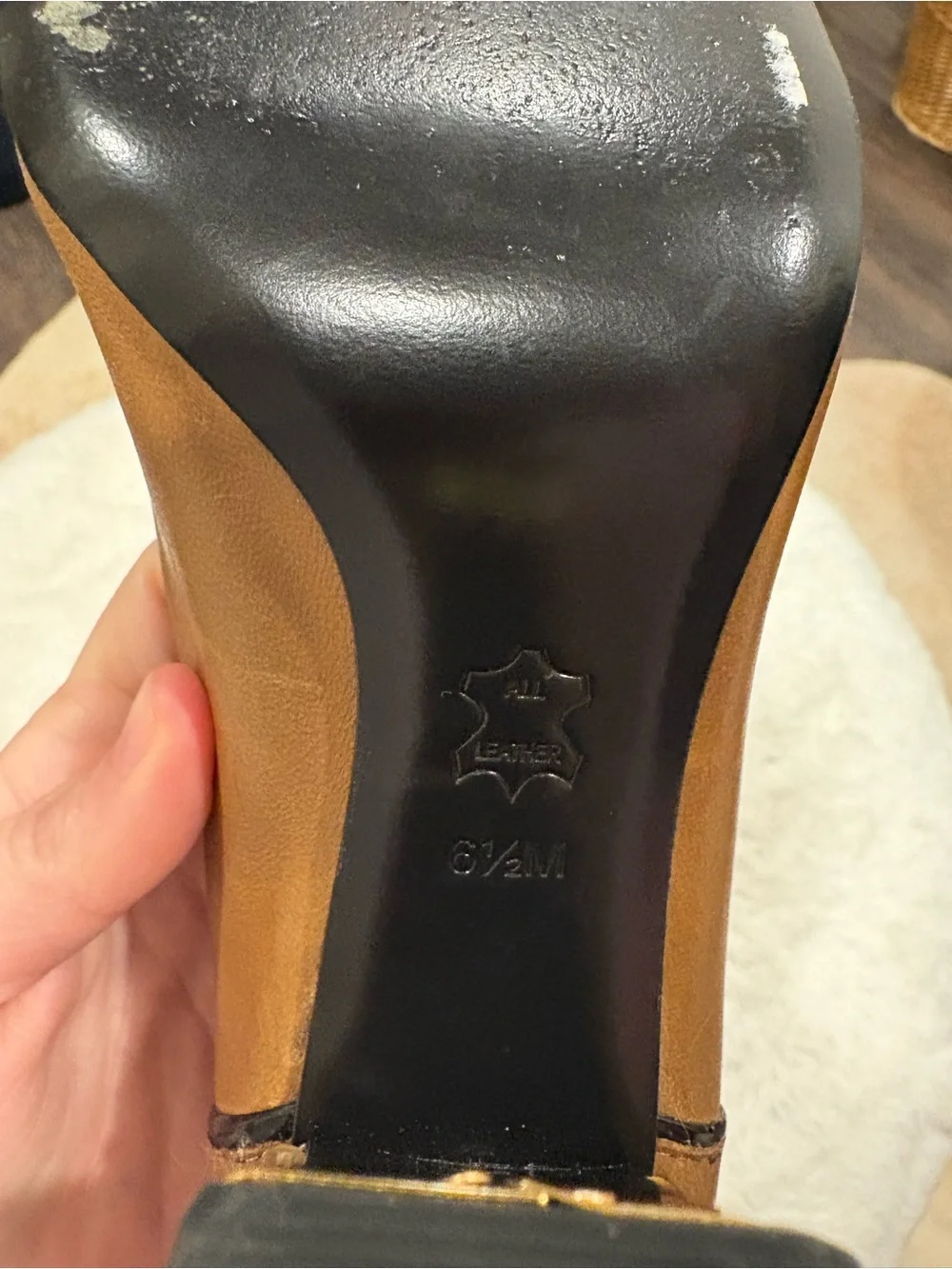 Tory Burch Tan Leather Logo Peep-Toe Heels